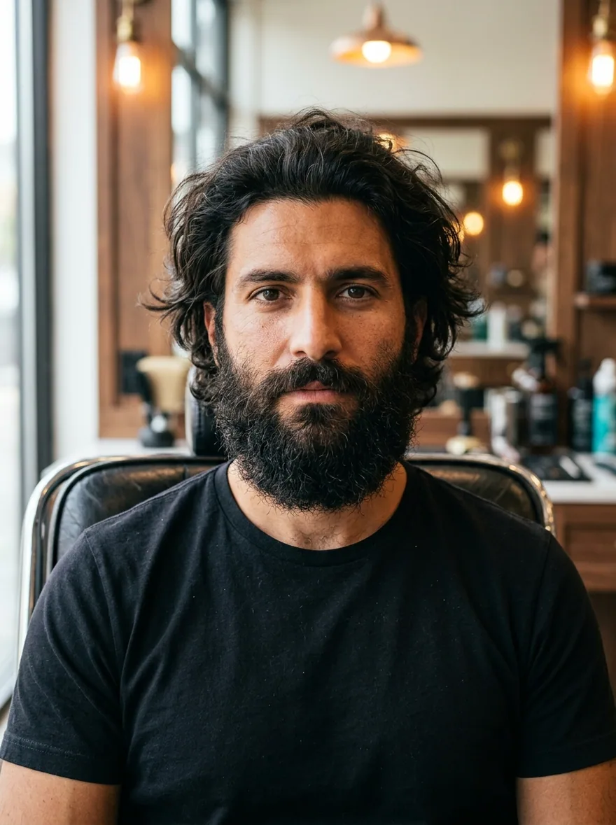 Mateo voor zijn fade en baardbehandeling